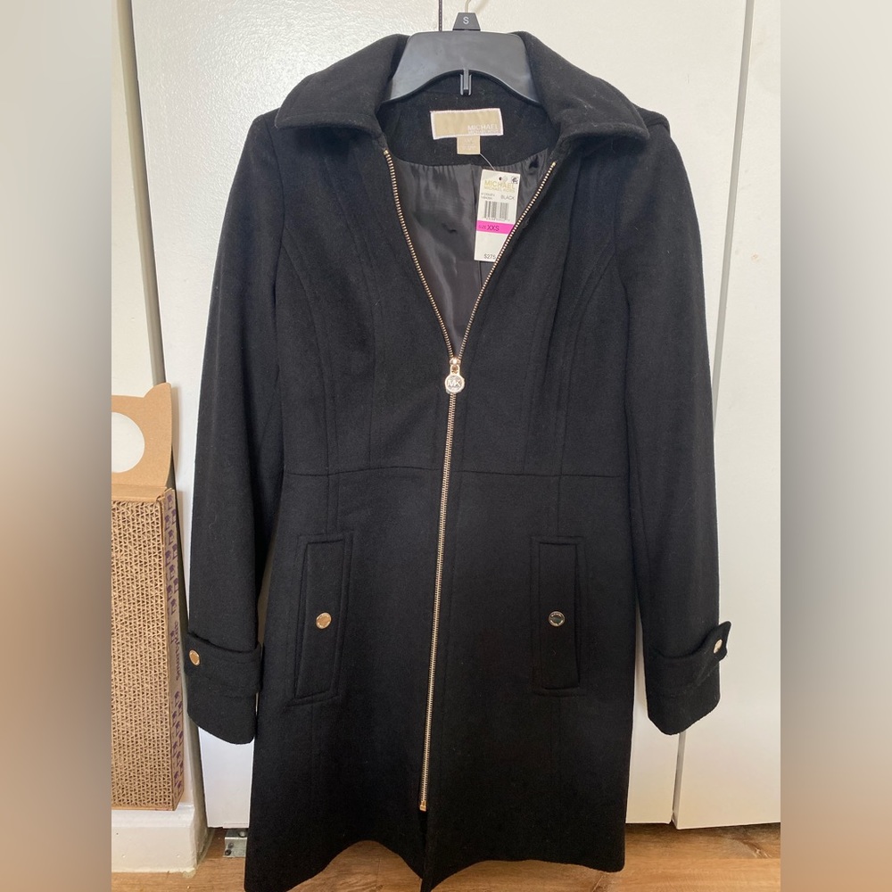 NWT Michael Kors Zip-Up Wool Peacoat